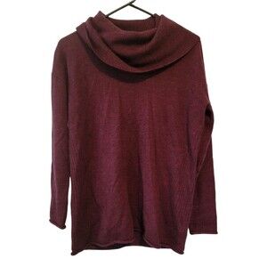 Cynthia Rowley 100% Extrafine Merino Wool Cowl Neck Sweater Size Small Plum
